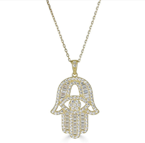 Baguette Hamsa Necklace